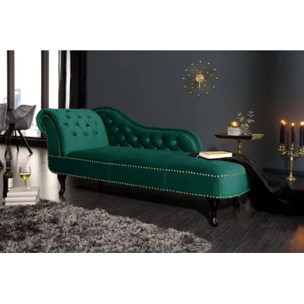 Méridienne design Chesterfield capitonné en simili cuir vert émeraude