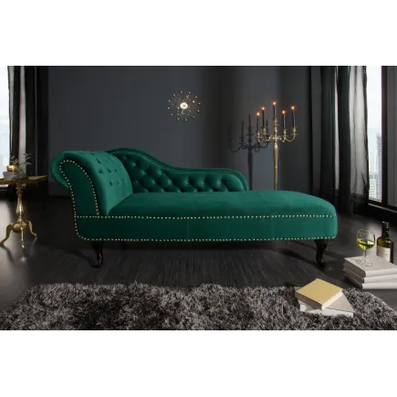 Méridienne design Chesterfield capitonné en simili cuir vert émeraude 2