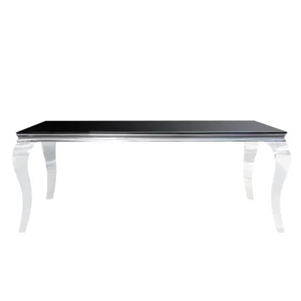 Table de salle à manger 180cm, design baroque en noir et argent