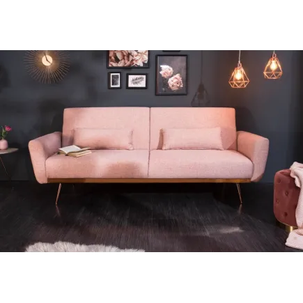 Canapé-lit convertible de 208cm coloris vieux rose