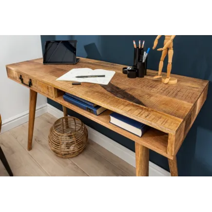 Bureau de 120cm en bois massif coloris naturel 2