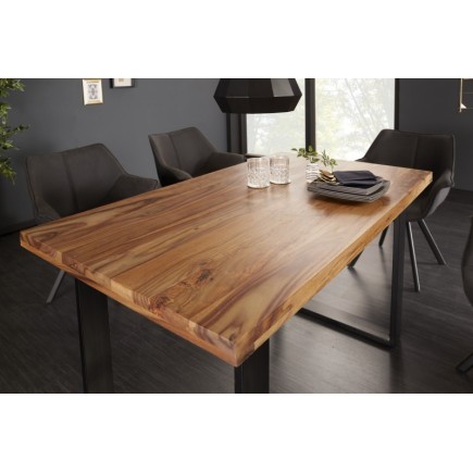 Table à manger de120cm en bois massif coloris naturel 2