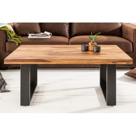 Table basse en bois massif de 100cm coloris naturel 2