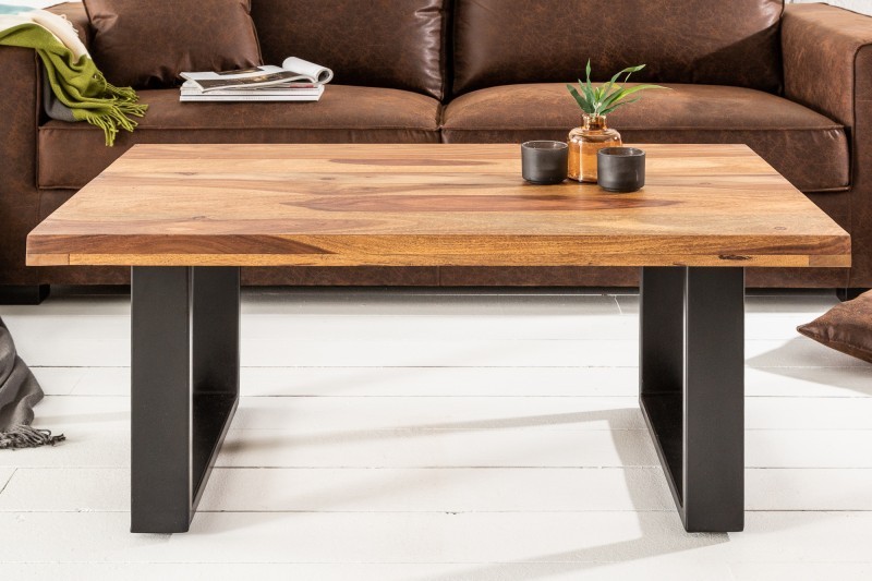 Table basse en bois massif de 100cm coloris naturel