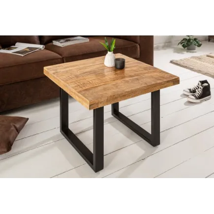 Table basse carrée en bois massif 60cm coloris naturel