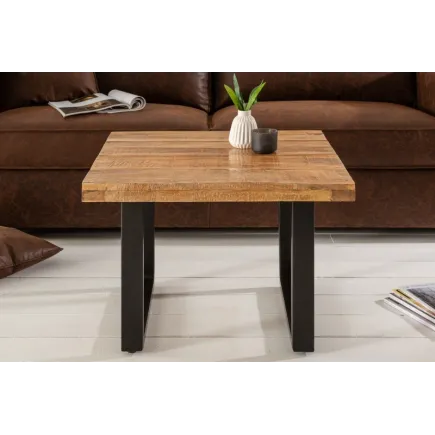 Table basse carrée en bois massif 60cm coloris naturel 2