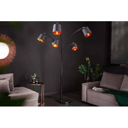 Lampadaire à 5 lampes design coloris doré et noir