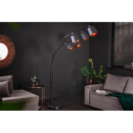 Lampadaire à 5 lampes design coloris doré et noir 2