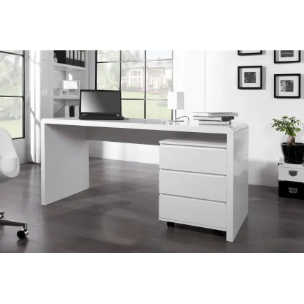Bureau Blanc Brillant 160 cm