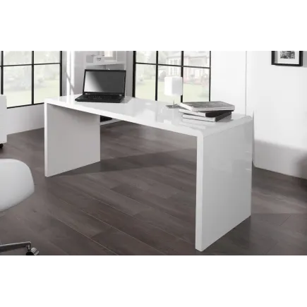 Bureau Blanc Brillant 160 cm 2