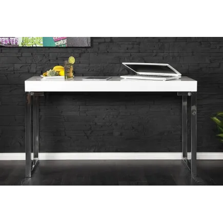 Bureau design 120 cm coloris blanc laqué 2