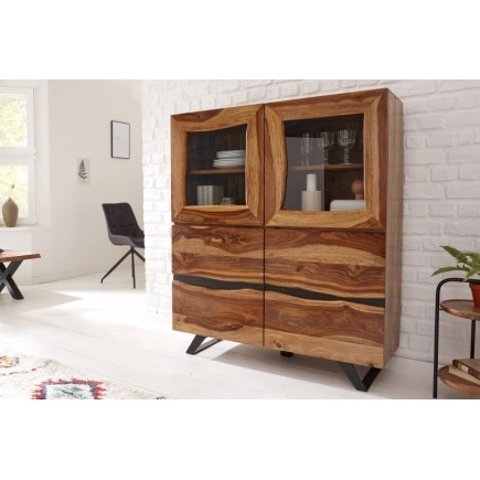 Vitrine design en bois massif coloris naturel