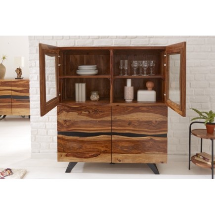 Vitrine design en bois massif coloris naturel 2