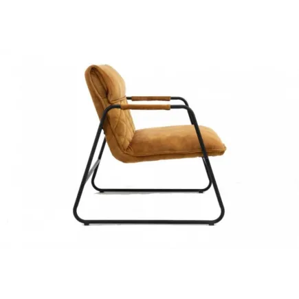 Fauteuil design en velours coloris jaune moutarde 2