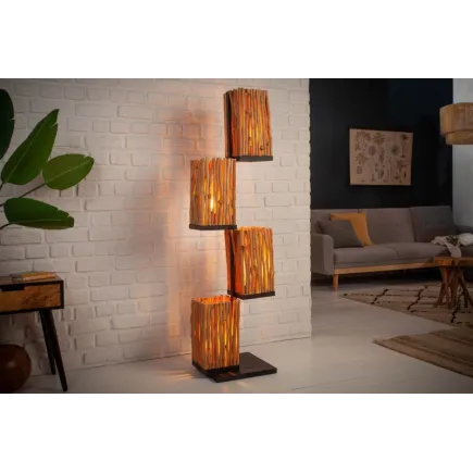 Lampadaire de 154cm en bois massif coloris naturel