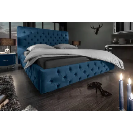 Lit 160 x 200 cm design baroque coloris bleu foncé 2