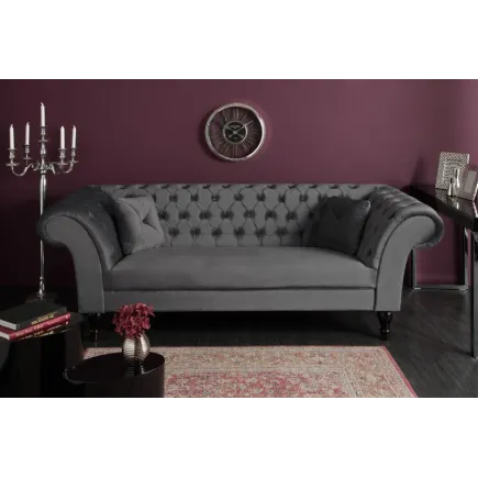 Canapé 230cm design capitonné coloris gris 2