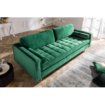 Canapé 225cm en velours coloris vert émeraude
