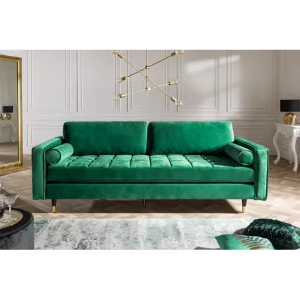 Canapé 225cm en velours coloris vert émeraude 2