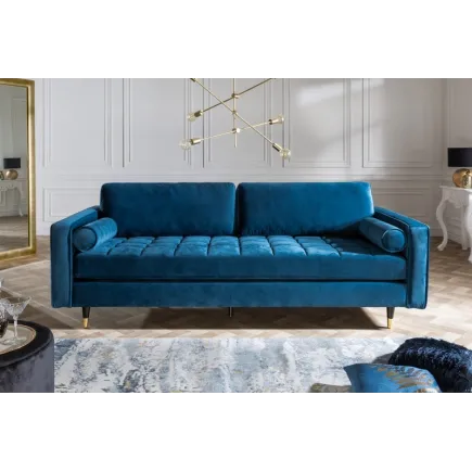 Canapé 225cm en velours coloris bleu aqua 2