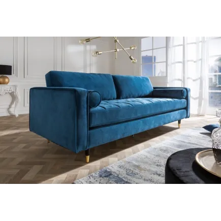 Canapé 225cm en velours coloris bleu aqua