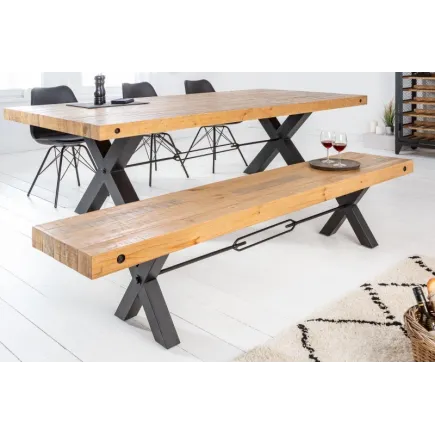 Banc de 200cm en bois massif design industriel