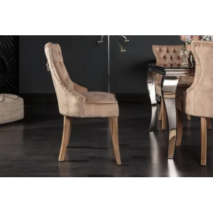 Chaise de table à manger en velours coloris café 2