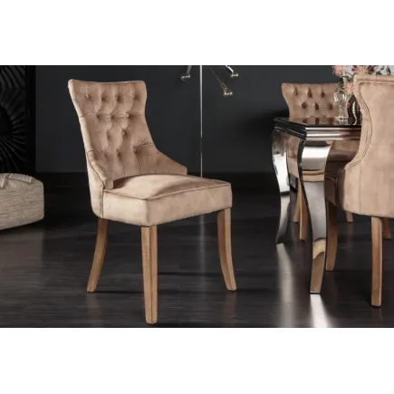 Chaise de table à manger en velours coloris café