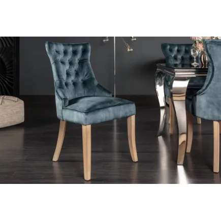 Chaise de table à manger en velours coloris pétrole 2