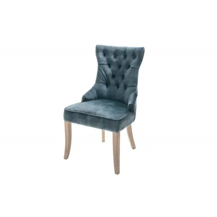 Chaise de table à manger en velours coloris pétrole