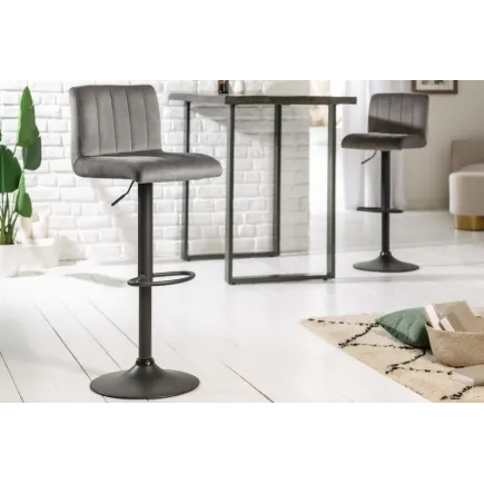 Tabouret de bar en velours coloris gris