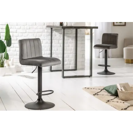 Tabouret de bar en velours coloris gris 2