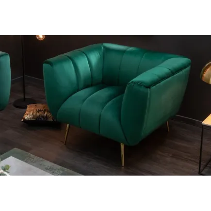 Fauteuil en velours coloris vert émeraude