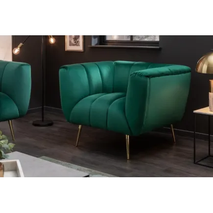 Fauteuil en velours coloris vert émeraude 2